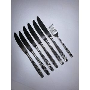 Japan CI Stainless Scroll Black Pattern Stainless Flatware 7 PC REPLACEMENT